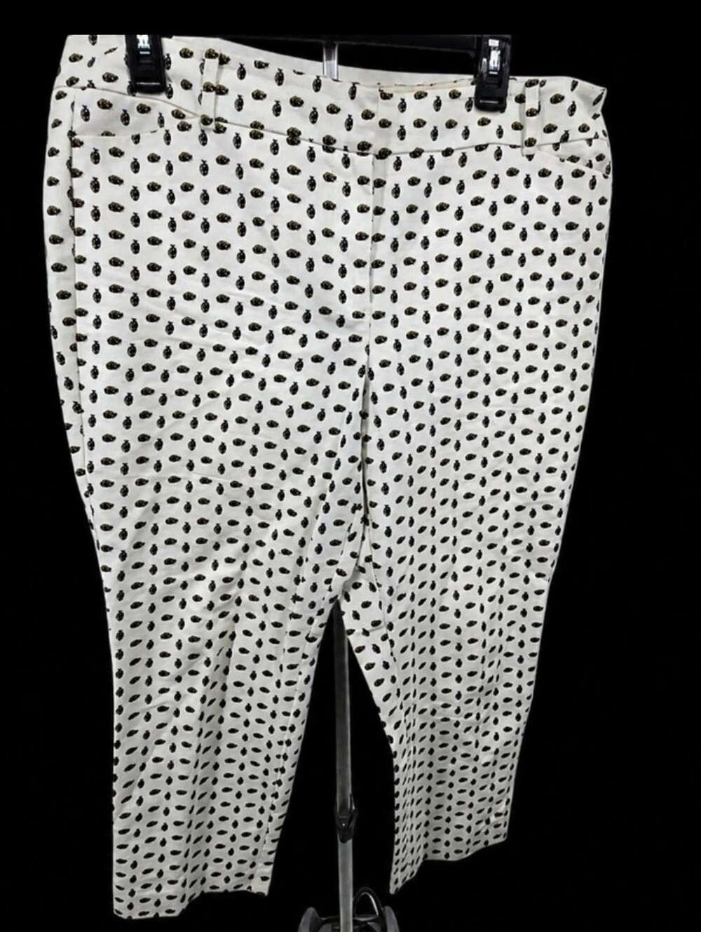 Ann Taylor Off White Cropped Pants with Pineapple Print 14P (6274)